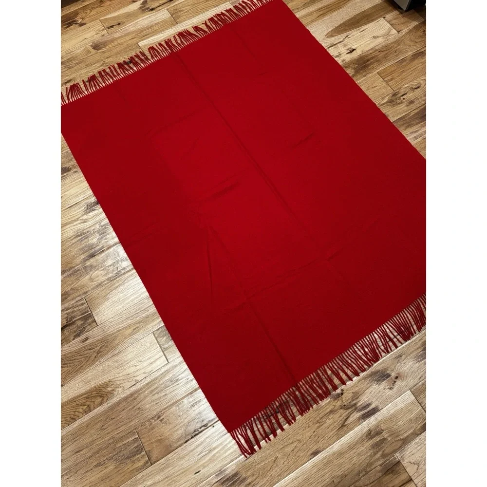 NWOT Williams Sonoma Cashmere Throw Fringe Red 50